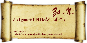 Zsigmond Nikétás névjegykártya